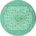 thumbnail image 1 of Ahgly Company Machine Washable Indoor Round Persian Turquoise Blue Traditional Area Rugs, 4' Round, 1 of 4