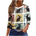 thumbnail image 7 of Ichuanyi Womens Easter Printed 3/4 Length Sleeve Tops Casual Loose Fit Crewneck T Shirts Cute Solid Three Quarter Length Tunic Tops, 7 of 7
