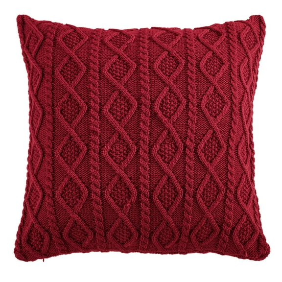 HiEnd Accents  Cable Knit Euro Sham, 26x26 Red