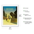 thumbnail image 2 of Chicago - Lions Bronze Sculptures - Vintage Travel Poster c.1950s - Japanese Unryu Rice Paper Art Print (Unframed) 17 x 22 in, 2 of 4