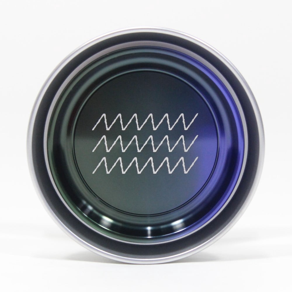 SENSE YOYO Senti-Metal Yo-Yo - Bi-Metal YoYo (Gloss Silver Body Matte Silver Rim Gloss Purple Green Fade Cap)