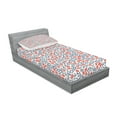 thumbnail image 2 of Ambesonne Vintage Fitted Sheet & Pillow Sham Set, Retro Bohemian Floral, Twinxl, Red Blue White, 2 of 2