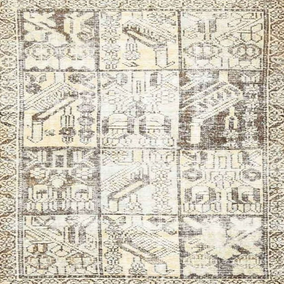 Ahgly Company Indoor Square Traditional Champagne Beige Persian Area Rugs, 3' Square