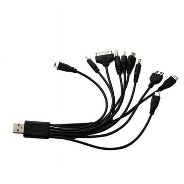 1xBlack Portable USB 10 in 1 Charge Cable Multi Chargers Accessories Adapters N3A1