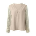thumbnail image 4 of Long Sleeve Shirt With Sparkling Sequin Sleeve & V Neck Design Loose Fit Pullover Tops (Light Yellow XXXL), 4 of 4