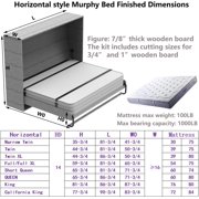 Create A Luxurious Bed Murphy Bed Hardware Kit, Hover in Mid Air Hydraulic Rod Gas Spring System (Horizontal, Full/Full XL/Double)