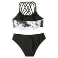 thumbnail image 3 of BULLPIANO Girls Swimsuits Bikini Set Suit Spaghetti Strap Criss Cross Bikini Top High Waisted Bottoms Two Piece Swimwear Little Girls Bathing Suit, 3 of 6