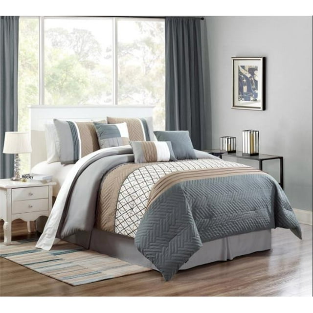 Elight Home 21235Q Emer Embroidery Plus 7 Piece Comforter Set - Queen