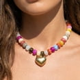 thumbnail image 2 of Mothers Day Gifts for Women, Resin Chunky Beaded Necklace, Minimalist Modern Boho Statement Necklace, Lightweight Adjustable Fashion Jewelry Accessories for Birthday Holiday Gift, 2 of 5