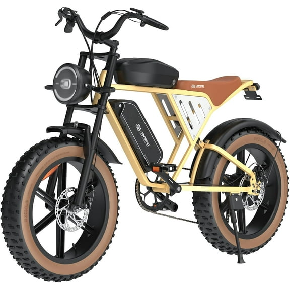 JANSNO X70 E-Bike - 750W Motor, Dual 48V 34Ah Batteries, 120-Mile Range, 20" Fat Tires, 7-Speed (Adult Electric Bike - Yellow)