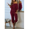 thumbnail image 5 of PRETTYGARDEN Women's 2 Piece Ribbed Tracksuit Outfits Off Shoulder Long Sleeve Pullover Lounge Pants with Pockets, 5 of 8