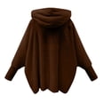 thumbnail image 3 of YDDIAN Hooded Fleece Jacket for Women Oversized Batwing Cardigans Open Front Bed Jacket Hooded Winter Coats Hooded Coat Coffee 2XL, 3 of 4