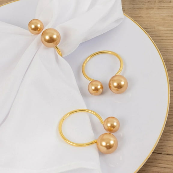 Balsa Circle 10 Gold Metal 2.5 in Dinner Napkin Rings with Faux Pearls Party Events Reception Home Decorations Wedding Supplies