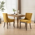 thumbnail image 2 of Dining Chairs Set of 2, LEGAHOME Yellow Fabric Upholstered Dining Chairs, Mid-century Kitchen Chairs with High Back, Bronze Nail Head, Solid Wood Legs, Yellow, 2 Pcs, 2 of 9