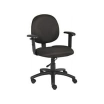Boss Office Products Fabric Upholstered Wide Seat Office Swivel Chair with Arms in Black