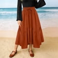 thumbnail image 2 of Women Long Skirts High Waist Skirts Renaissance Maxi Skirts Summer Casual Elegant A Line Flowy Skirts with Pockets Wine, 2 of 6
