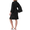 thumbnail image 3 of INSPIRE CHIC Women's Satin Short Robe Trumpet Sleeves Ruffle Hem Silky Cover Up Bridal Party Kimono Bathrobes with Belt One Size Black, 3 of 6