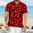thumbnail image 2 of FINALGANG Mens Short Sleeve Polo Shirt Casual Print Button Front Relaxed Fit Collared Shirt For Summer Beach Vacation Daily Wear Red XXL, 2 of 7