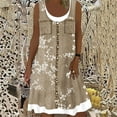 thumbnail image 2 of Puntoco Women dresses for summer Women's Summer Dresses Print Sleeveless Dress Fake Two-Piece Dresses Brown 12(XXL), 2 of 5