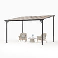thumbnail image 2 of Gotland 10 FT x 12 FT Pergola, Lean to Gazebo with Ground Anchor Sturdy Structure, Outdoor Gazebo with Sloped Roof, Galvanized Steel Metal Pergola, Wall Mounted Gazebo for Backyard Deck Black, 2 of 5