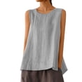 thumbnail image 2 of JFGHDG Womens Tops Tank Top for Women Cotton Linen Shirts Crewneck Sleeveless Shirts Gray M, 2 of 4