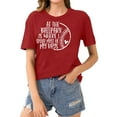 thumbnail image 2 of Hvobtty T-Shirt à Manches Courtes Col Rond Décontracté pour Femmes, T-Shirt de Sport de Baseball Imprimé avec Col Rond et Haut à Manches Courtes, 2 of 4