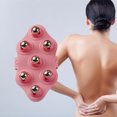 thumbnail image 1 of Masajeador de bola de rodillo portátil rosa de 1 pieza, masajeador corporal con cuentas magnéticas estilo guante para relajación y adelgazamiento, masajeador de mano para masaje muscular y de espalda ER, 1 of 5