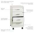 thumbnail image 3 of Space Solutions 18" Deep 4 Drawer Metal Mobile Organizer, 4 Box Drawers, Locking, White, 3 of 17
