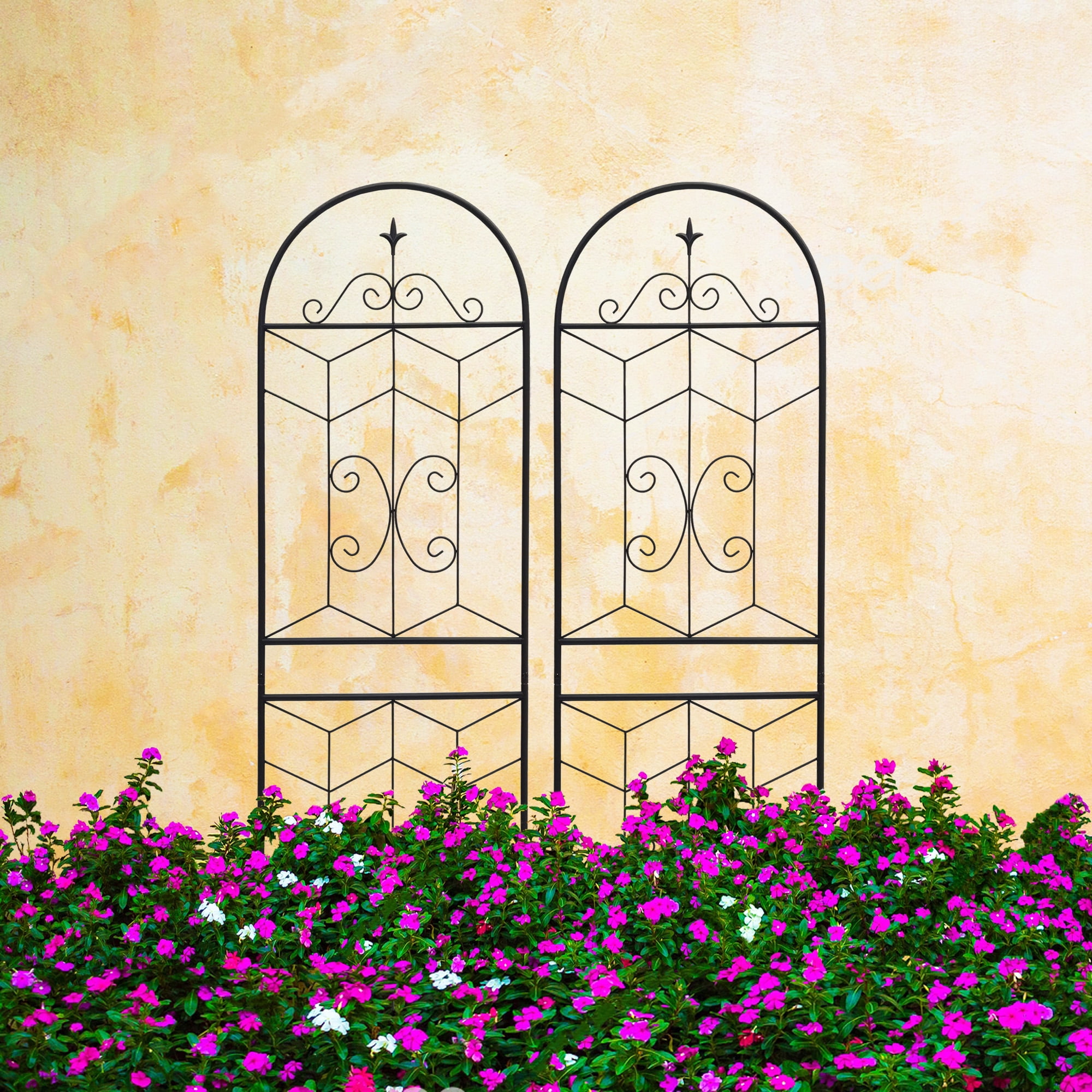 Olurrisa Rustproof Iron Trellis Kit (4 Pack) - 71" x 19.7" Expandable Plant Grids for Grapes, Beans & Vertical Gardening, Easy Assemble Powder Coated