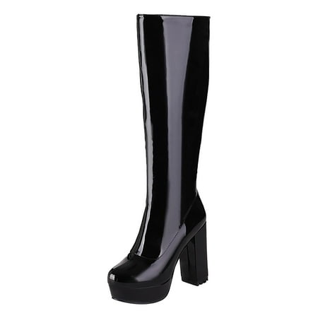 

ZAROYEAX European and American Women s High Boots Candy Colored PU Super High Heels Boots