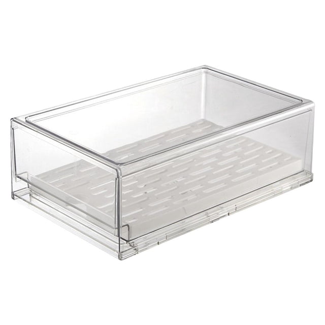 Organizador rectangular de gran capacidad para refrigerador, con cajón organizador. Grande con tabique