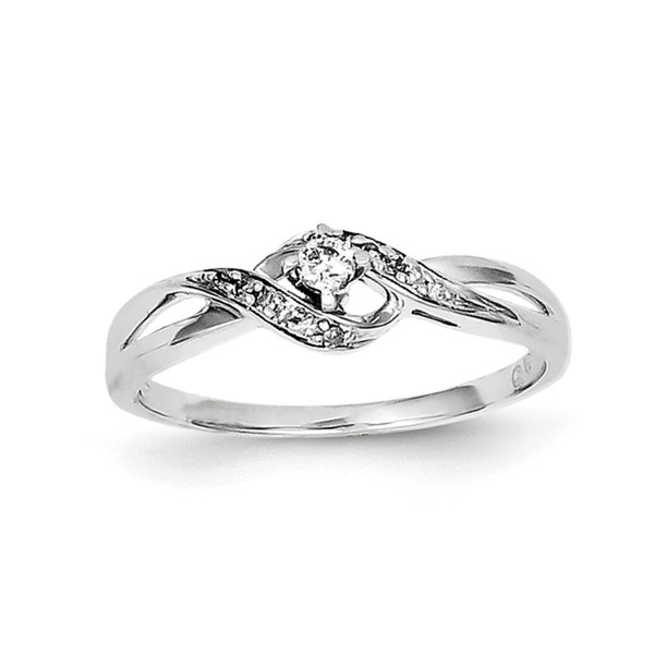Diamond2Deal 925 Sterling Silver Diamond Solitaire Promise Ring For
