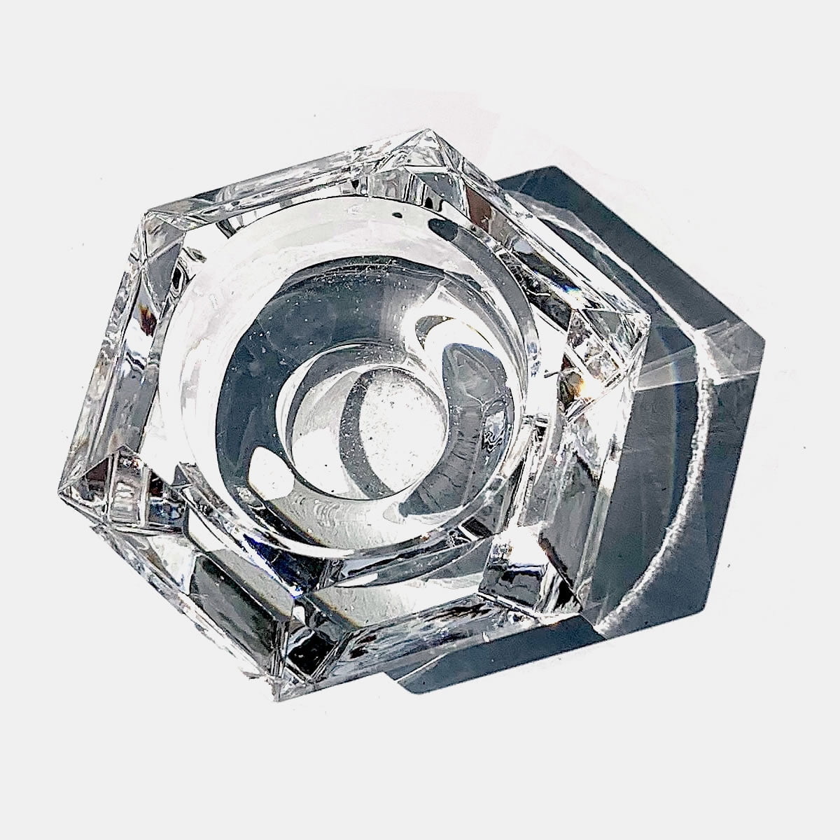 Tea Light Diamond Cut Crystal Candle Holder, Clear Votive Holder