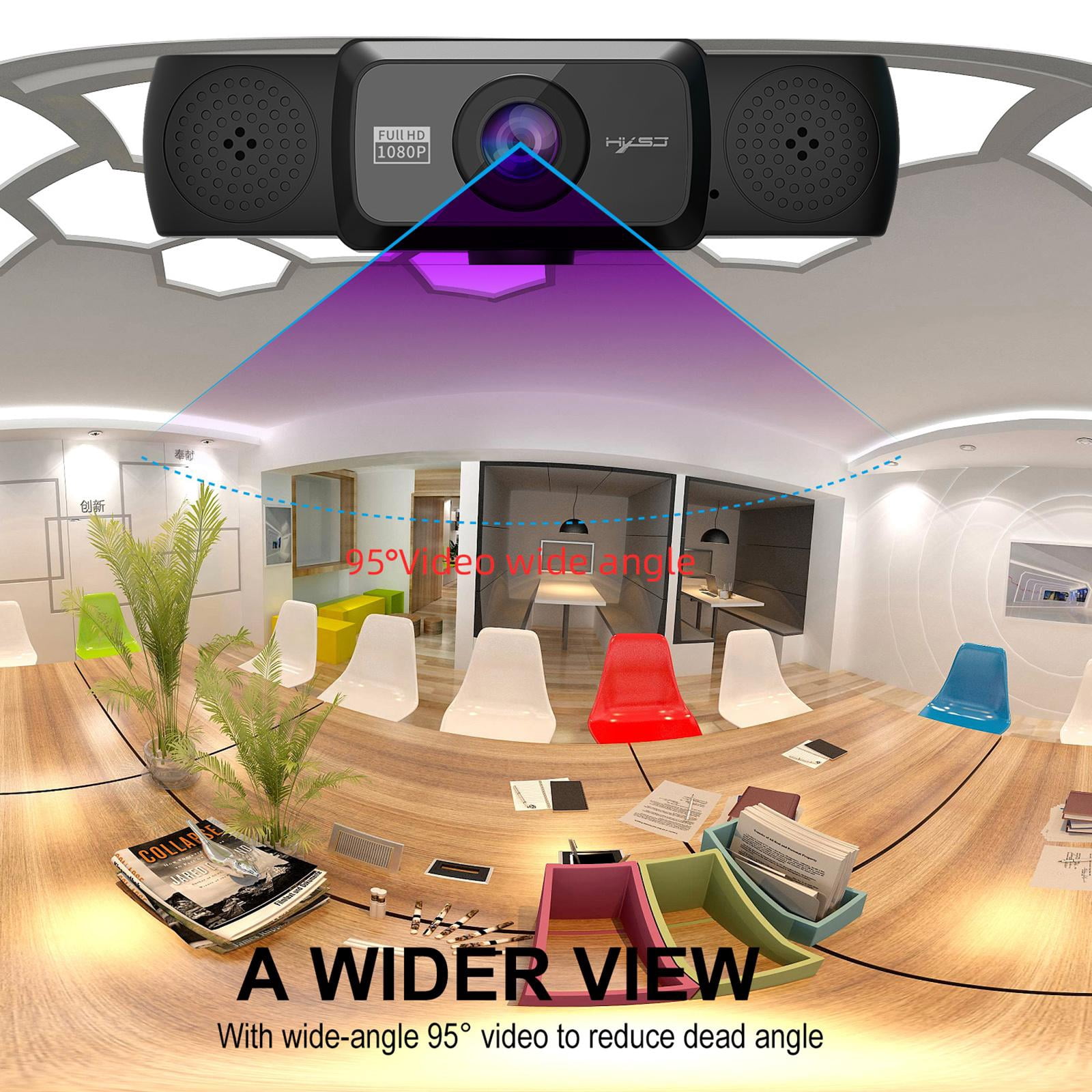 Wzmzjy 1080P Web Camera HD Webcam with Microphone 95 degree Wide Angle for Desktop Streaming