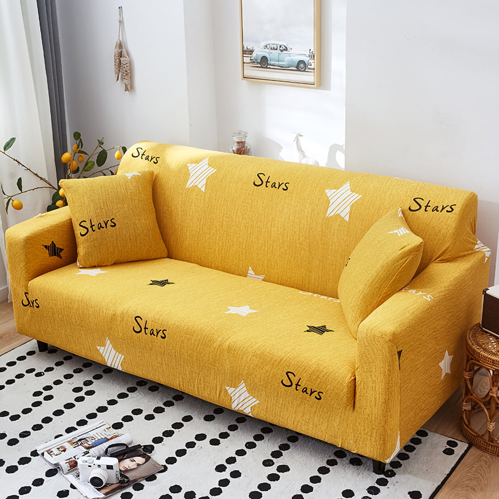 Yellow fan Stretch Sofa Cover Lounge Couch Slipcover Recliner Protector Washable 