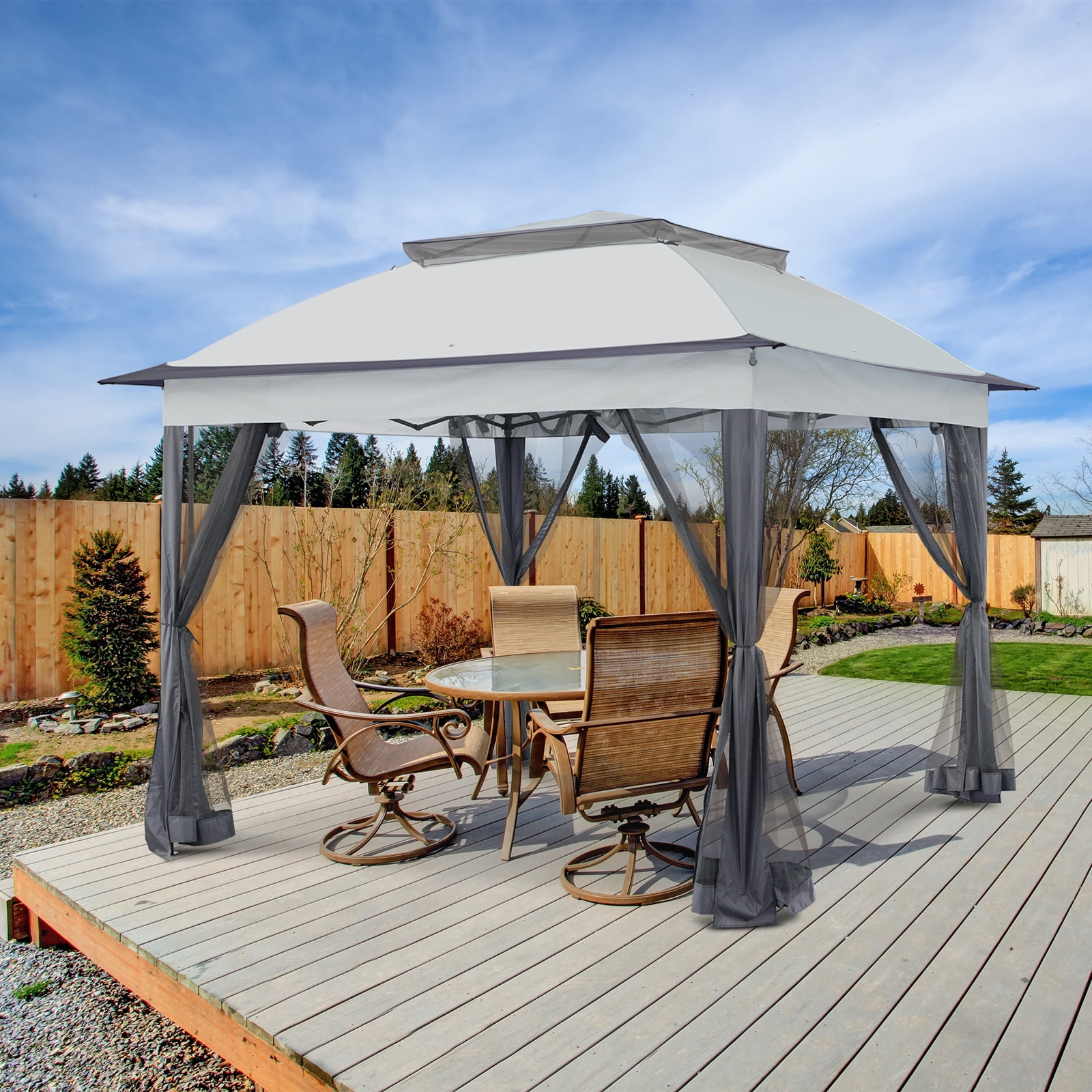 EAGLE PEAK Gazebo 11'x 11' Straight Leg Pop-Up Canopy(Gray)