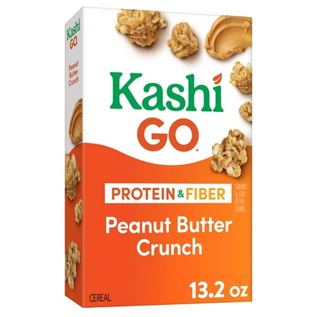 Kashi GO Breakfast Cereal, Fiber Cereal, Family Breakfast, Peanut Butter Crunch, 13.2oz Box (1 Box)