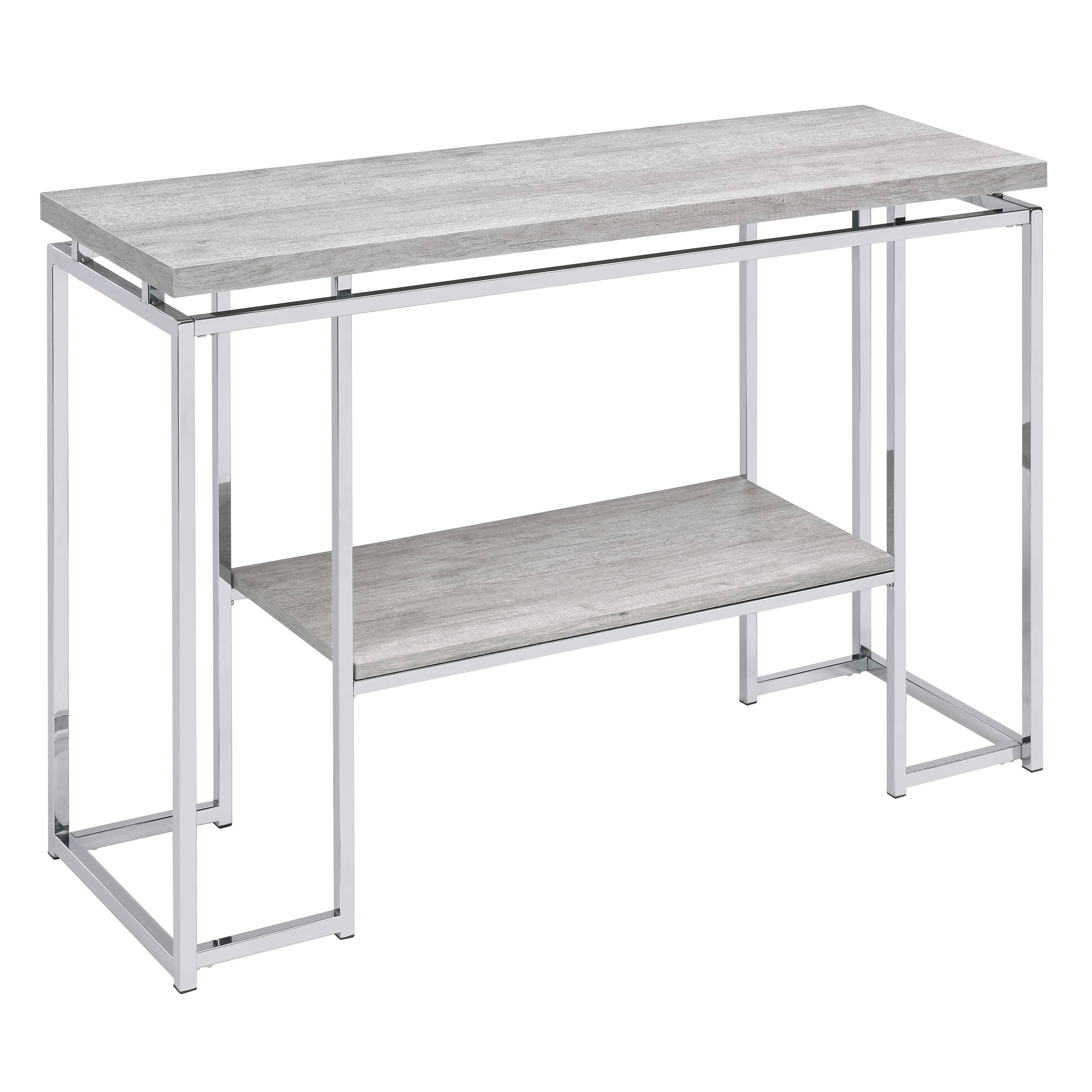 47.5'' Natural Oak and Chrome Sofa Entryway Console Table
