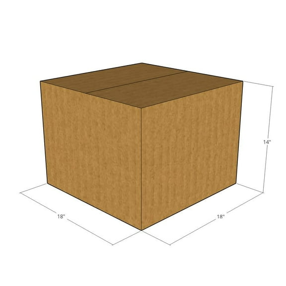 18x18x14 Kraft Brown Corrugated Shipping Boxes, 32 ECT Single-Wall, Qty 15