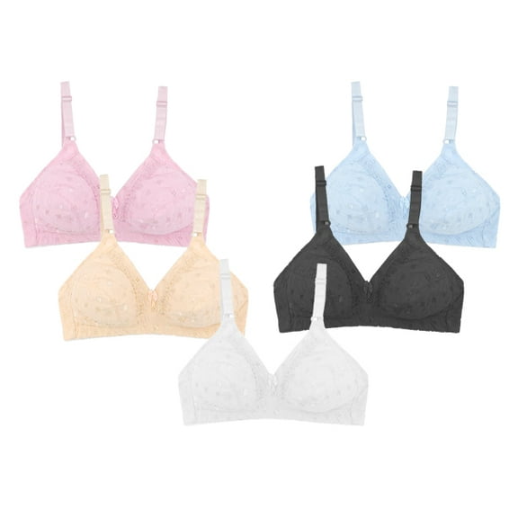 Women's Classic Eyelet Lace Back Closure Wireless Multicolor Bra Set Pack of 6 (34B)