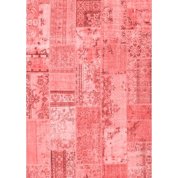 Ahgly Company Indoor Rectangle Patchwork Red Transitional Area Rugs, 2' x 4'