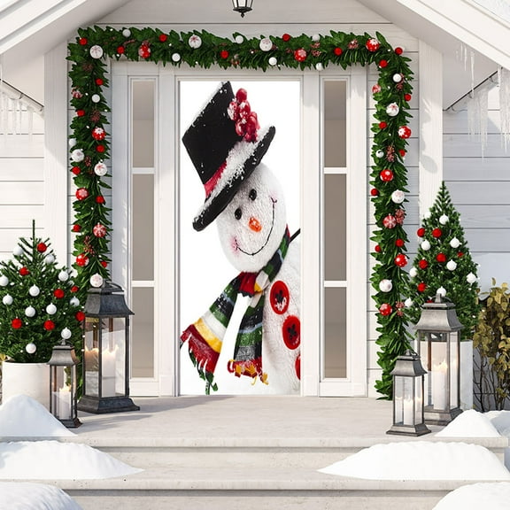 Christmas creative 3D door stickers bedroom study bathroom door concealer wall stickers, Christmas snowman refrigerator stickers,SP-F886,S(38.5x200cmx2Pcs)