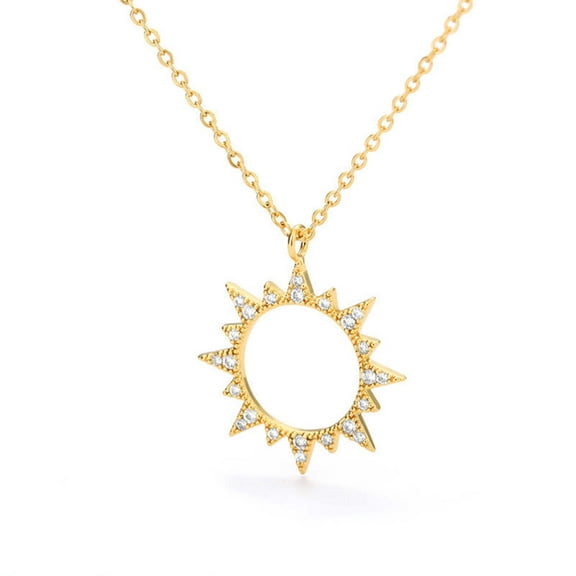 Goldtone Crystal Open Sun Pendant Necklace