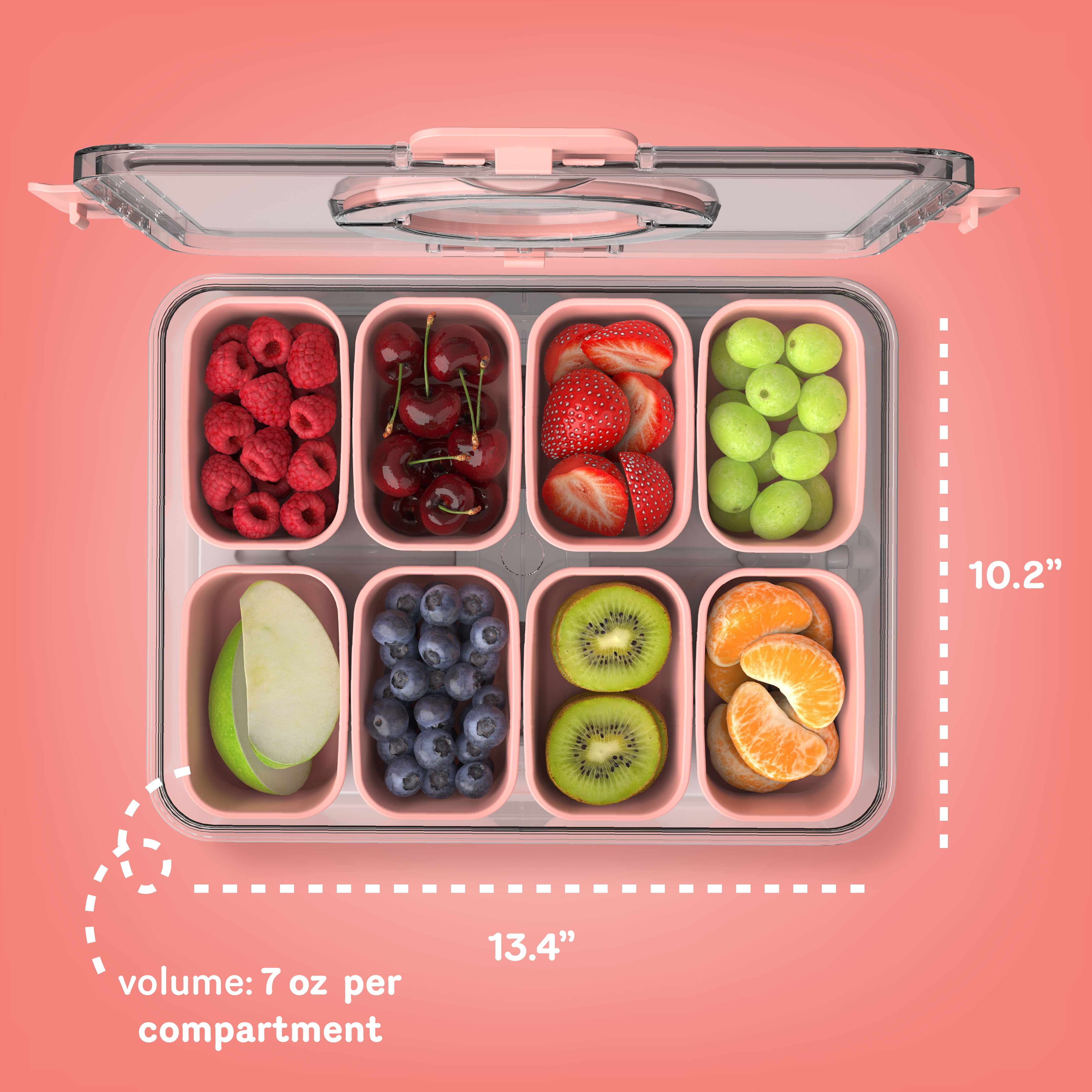 COOK WITH COLOR Snack Container with Ice Pack, Food Storage Containers, Meal Prep Containers, Coral