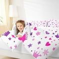 thumbnail image 6 of jejeloiu Kawaii Princess Crown Full Size Comforter Sets,Fairy Tale Theme Bedding Comforter Set,Pink Purple Loves Stars Bedding Sets For Girls Kids,Ultra Soft Home Decor,3pcs, 6 of 8