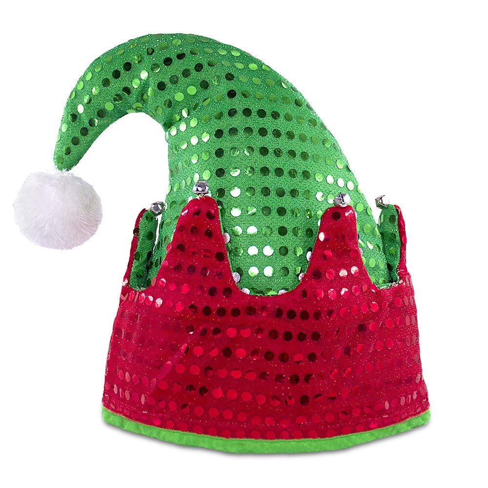 Christmas Red/Green Elf Hat Felt Elf Hat with Jingle Bells Santa Hats Hat Great Christmas Party 
