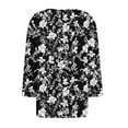 thumbnail image 4 of Sokhug 3/4 Sleeved Shirts Blouse Square Neck Pleated Floral Printed T-shirt Casual Tops for Women, 4 of 5