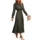 thumbnail image 1 of Vestido PRETTYGARDEN Midi Verde Militar con Pompones y Mangas Largas Talla L, 1 of 8