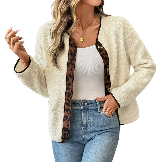 Chaqueta para Mujer, Informal, de Larga, con Botones, de , Abrigada y con Bolsillos, para Invierno Albaricoque XL