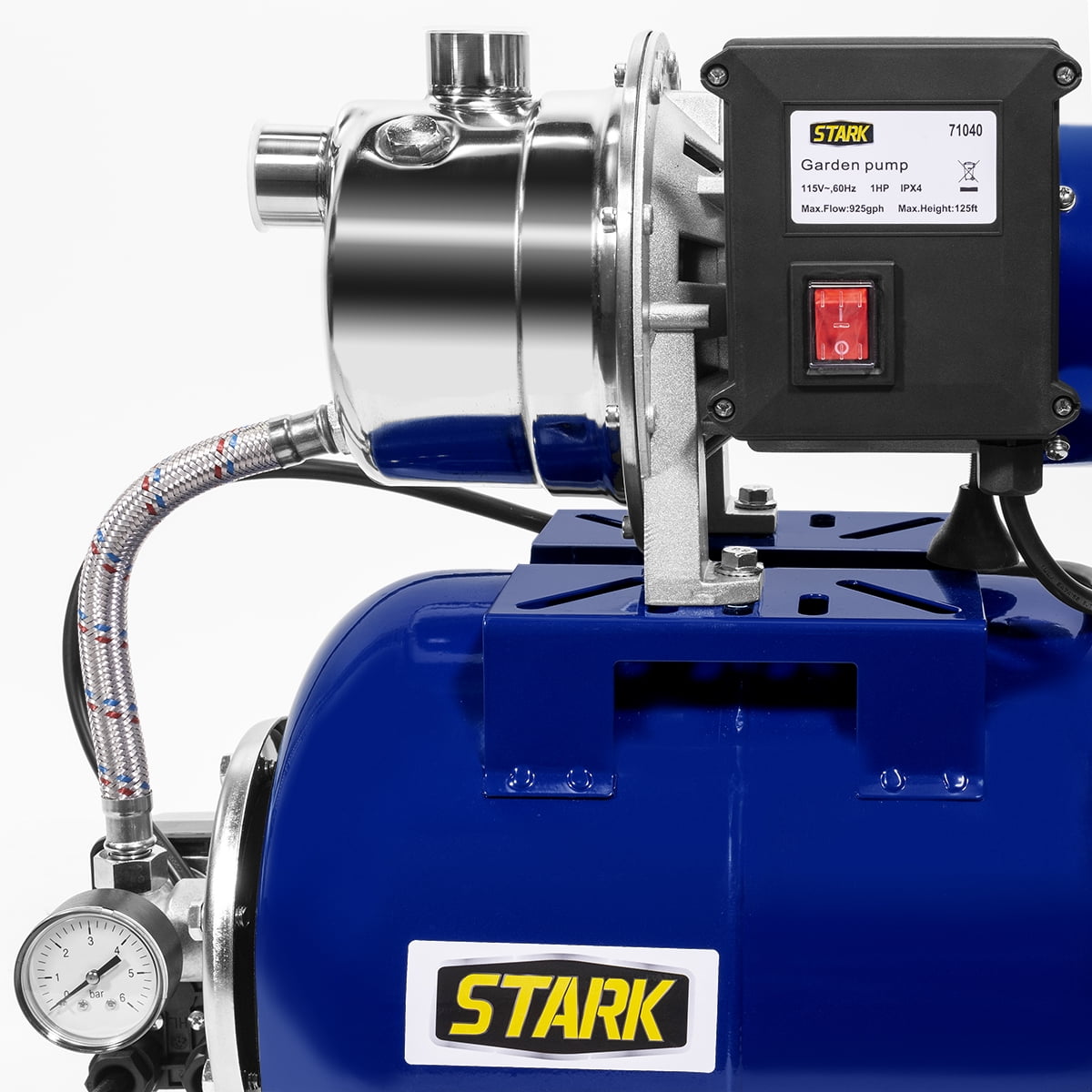 XtremepowerUS 1.5HP Shallow Well Pump With Stainless Steel Pressure Tank, 900 GPH 115V Irrigation Pump, Automatic Water Booster Jet Pump For Home, Garden, Lawn